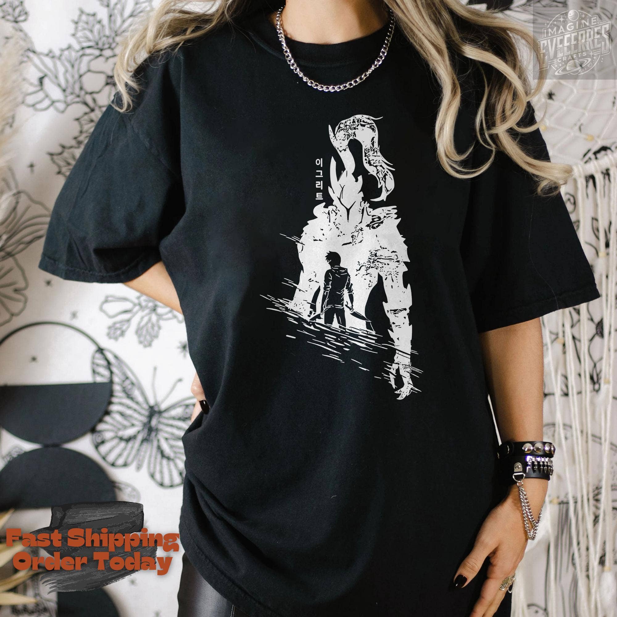Shadow Monarch Graphic Tee, Igris Dark Fantasy Shirt
