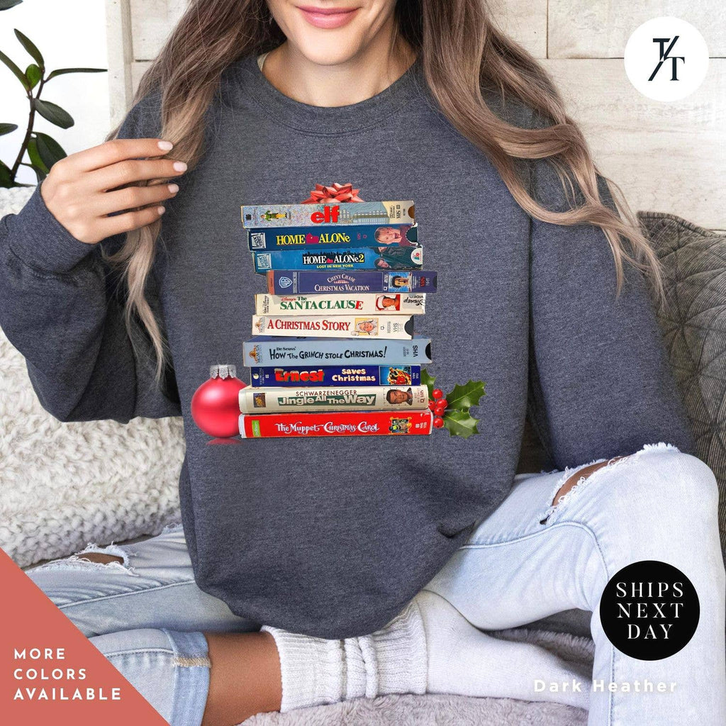 Vintage Christmas Vhs Sweatshirt - Retro Holiday Crewneck