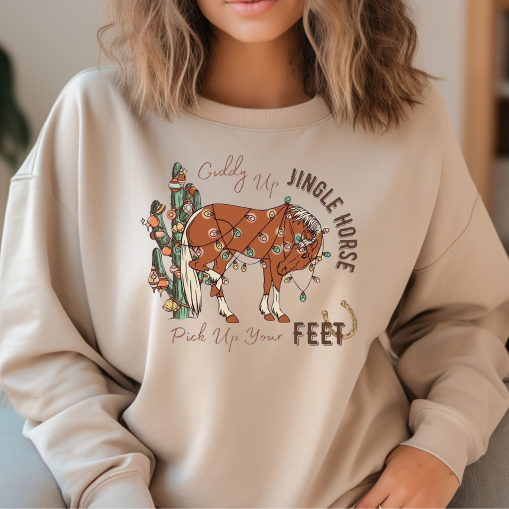 Giddy Up Jingle Horse Christmas Holiday Sweatshirt