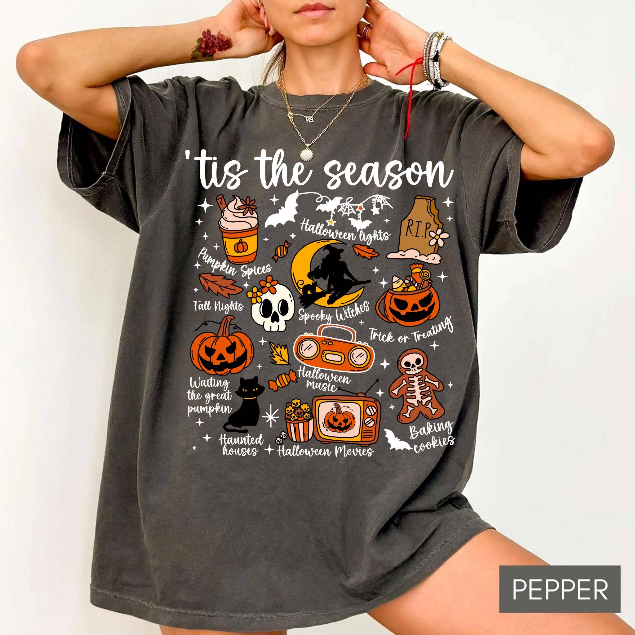 Vintage Halloween Pumpkin Witch Graphic Tee