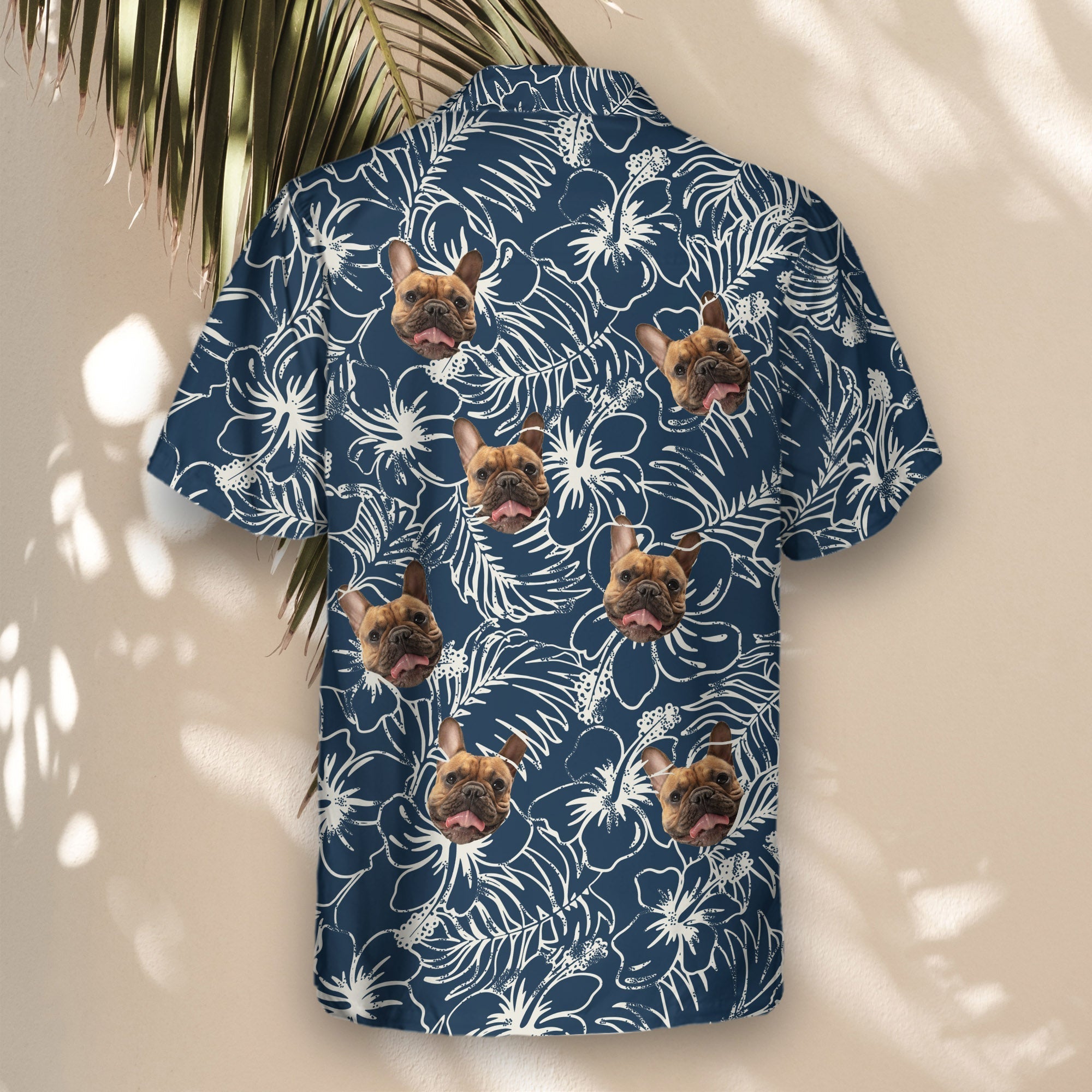 Navy Hibiscus Paradise | Aloha Custom Hawaiian Shirts with Faces or Logos