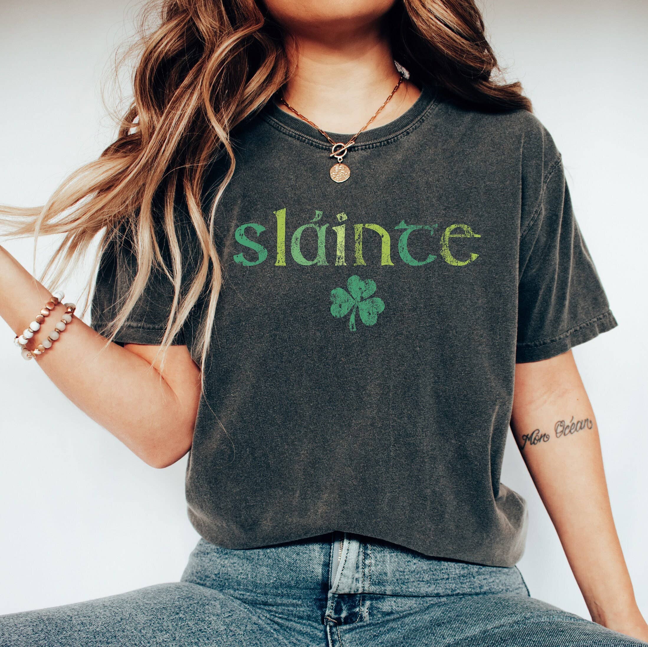 Slainte Lucky St Patricks Day Shamrock Funny Irish Shirt