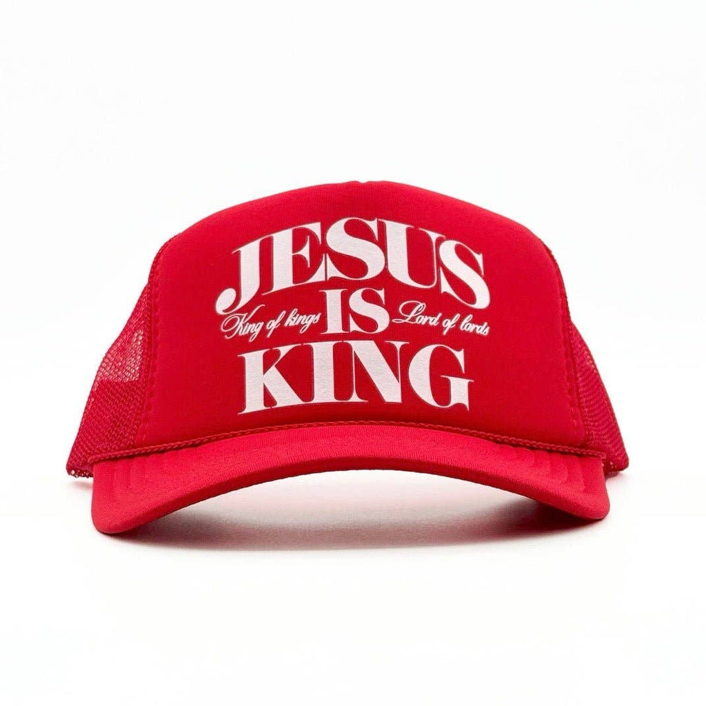Jesus Is King Foam Trucker - Red