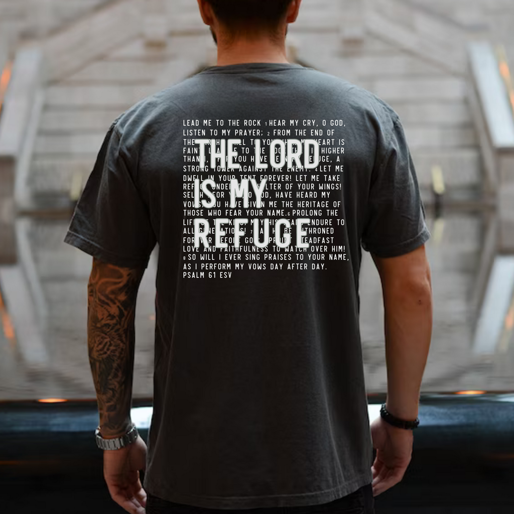 In the Lord I Take Refuge Psalm 61 Chest and Back Design