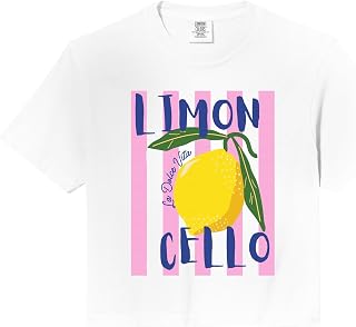Limoncello la Dolce vita Pink Striped Italian Lemon Summer Comfort Colors Crop Top