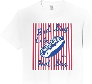 Bad Day to be A Hot Dog, Funny Wiener 4th of July Comfort Colors Crop Top
