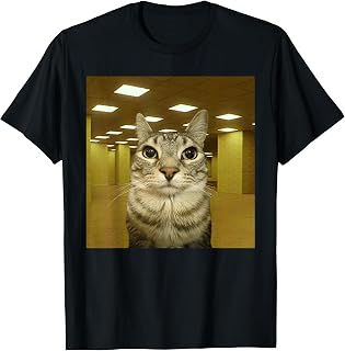 Cat in The Backrooms Liminal Space Funny Cat Meme T-Shirt