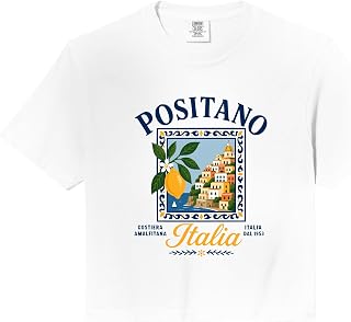 Positano Italy Amalfi Coast Retro Lemon Summer Vibes Graphic Comfort Colors Crop Top