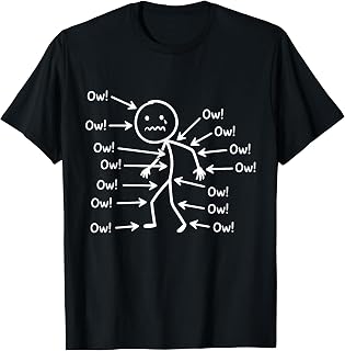 Funny Ow Ow Ow Ow Body Pain Character Humor Design T-Shirt