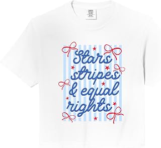 Liberal 4th of July Stars Stripes and Equal Rights Striped Comfort Colors Crop Top