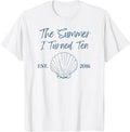 Summer I Turned Ten 10th Birthday Seashell Coastal Bow T-Shirt