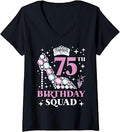 Women's 75th Birthday Squad V-Neck T-Shirt