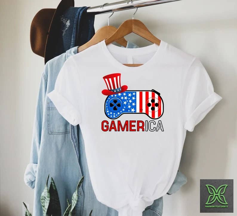 Patriotic Gamer T-Shirt - American Gaming Independence Day
