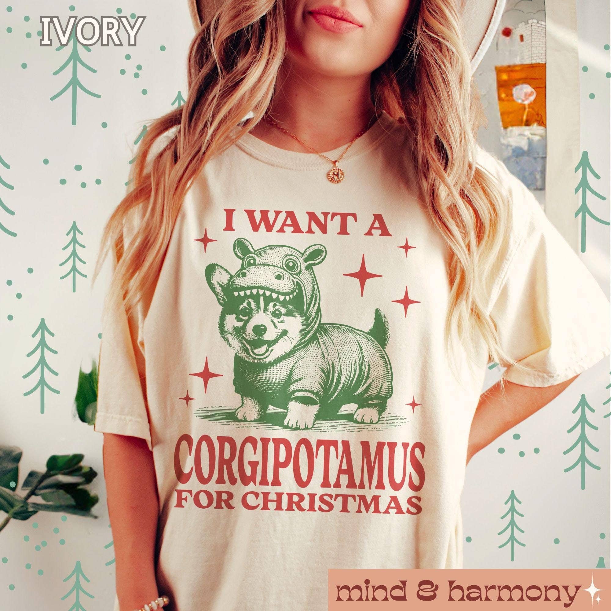 Funny Corgi Christmas Shirt - Retro Dog Mom Gift Holiday Tee
