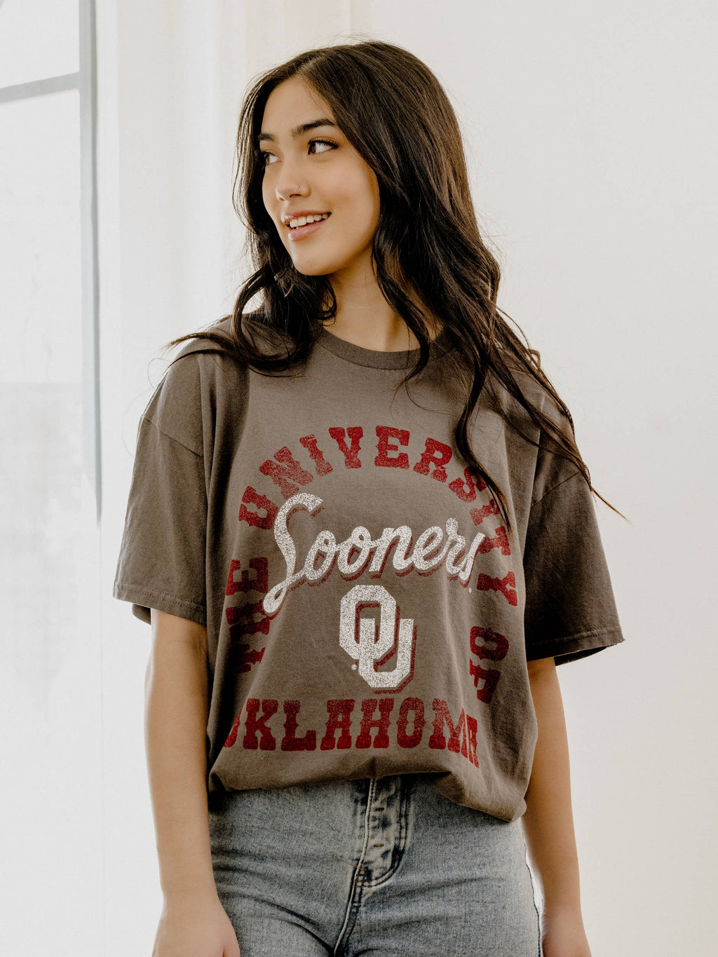 Ou Oklahoma Sooners Draft Charcoal Thrifted Tee
