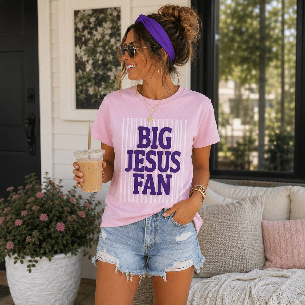 Big Jesus Fan Purple Puff Tee