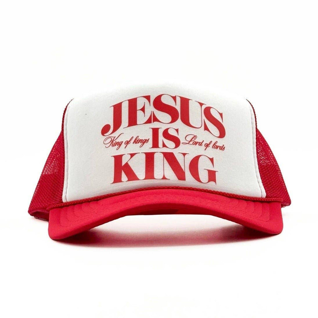 Jesus Is King Foam Trucker - Red/White