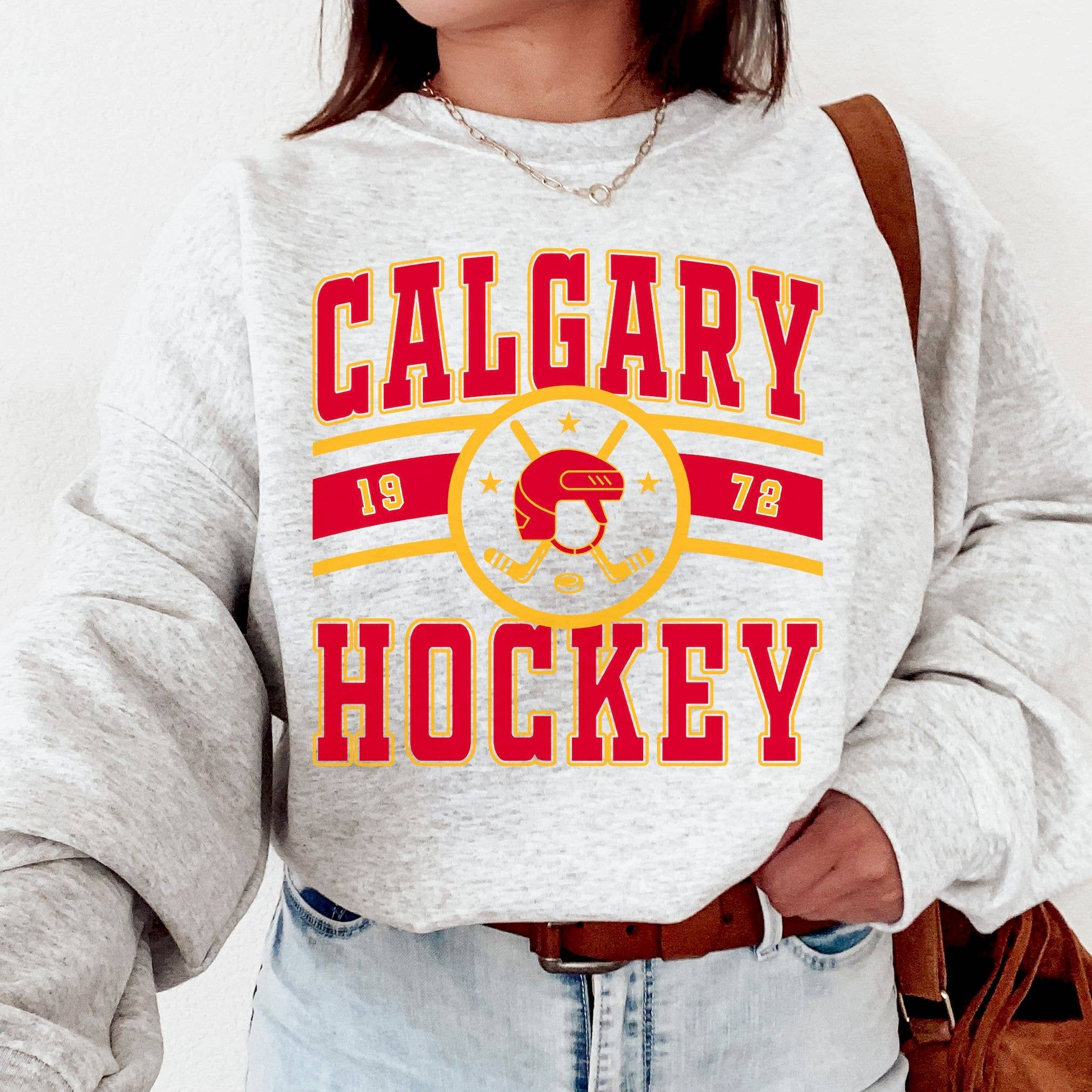 Retro Calgary Flames Hockey Fan  Sweatshirt