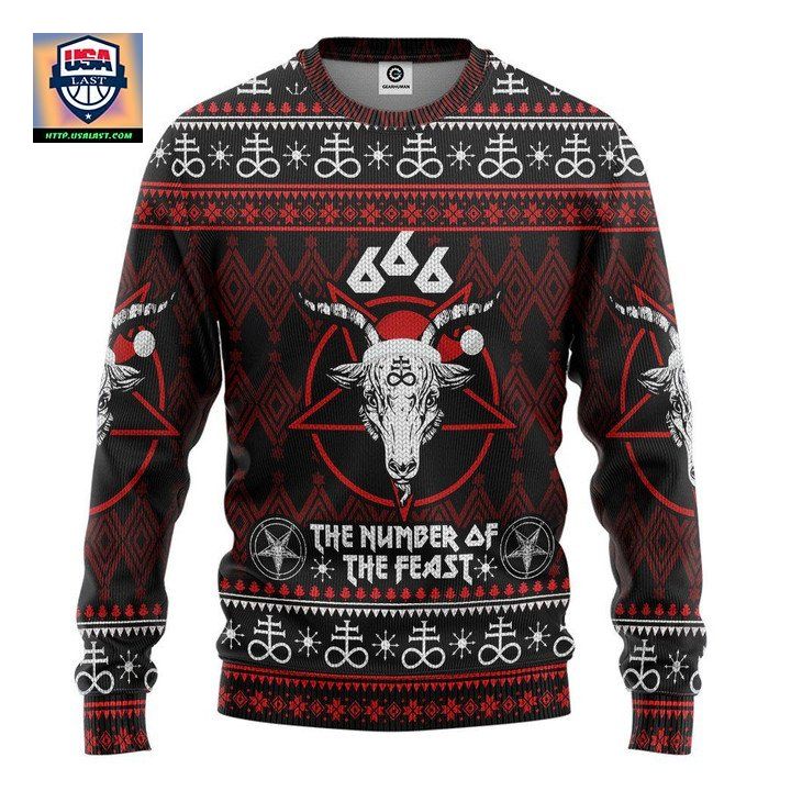 666 The Number Of The Feast Ugly Christmas Sweater Custom Sweater Apparel