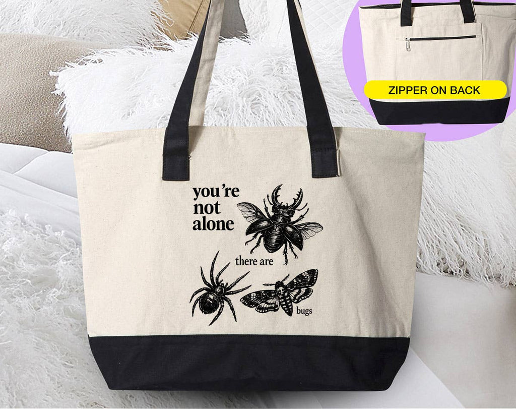 You're Not Alone, There Are Bugs Funny Vintage Tote Bag