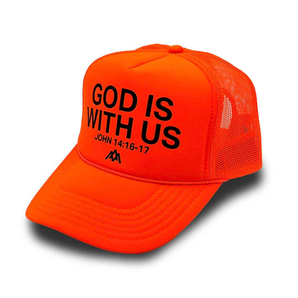 God Is with Us Foam Trucker - Neon Orange
