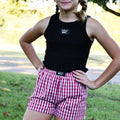 LM-KSH-1002-Red Gingham Kids Shorts
