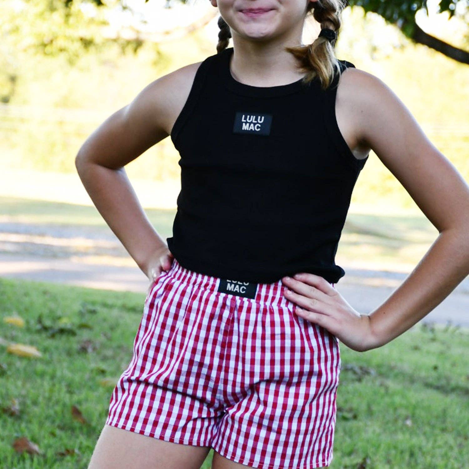 LM-KSH-1002-Red Gingham Kids Shorts