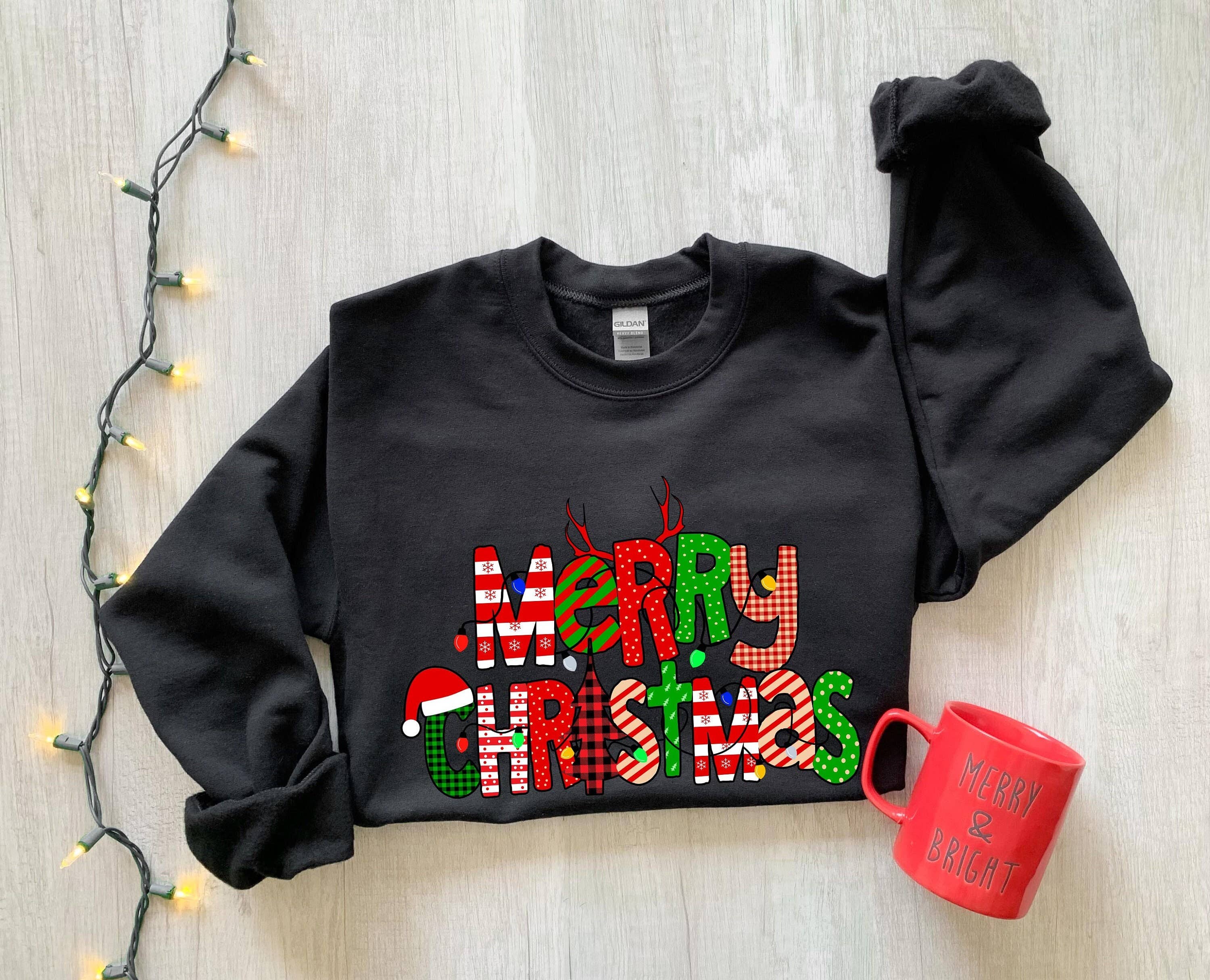 Womens Merry Christmas Sweatshirt - Holiday Gift Wear