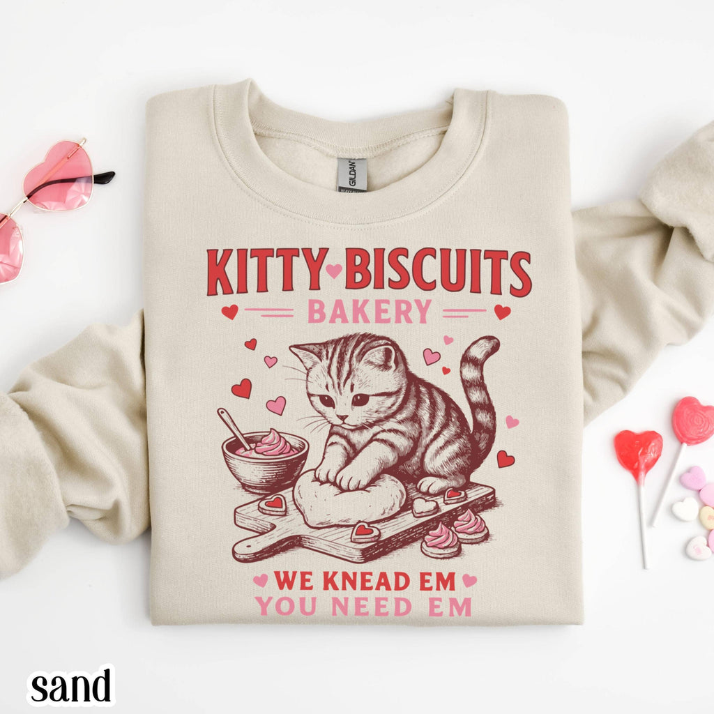 Valentines Cat Lover Baking Cookies Love Crewneck