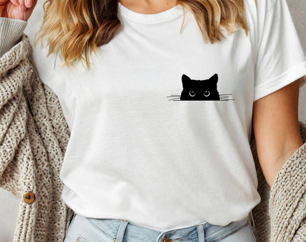 Cat Peaking -  Funny Cute Cat T-Shirt