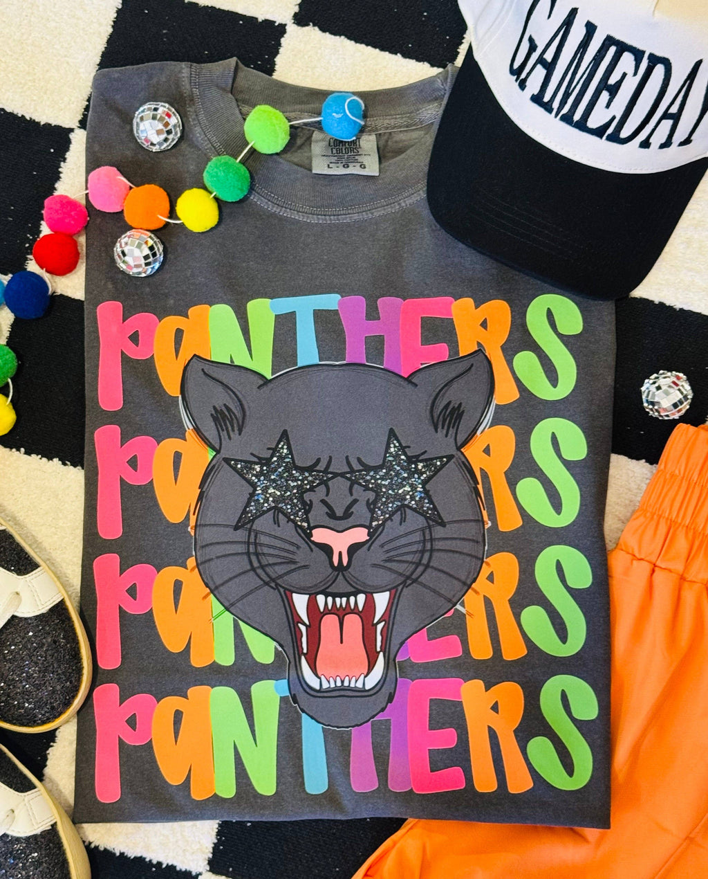 Panthers Neon Mascot Tee