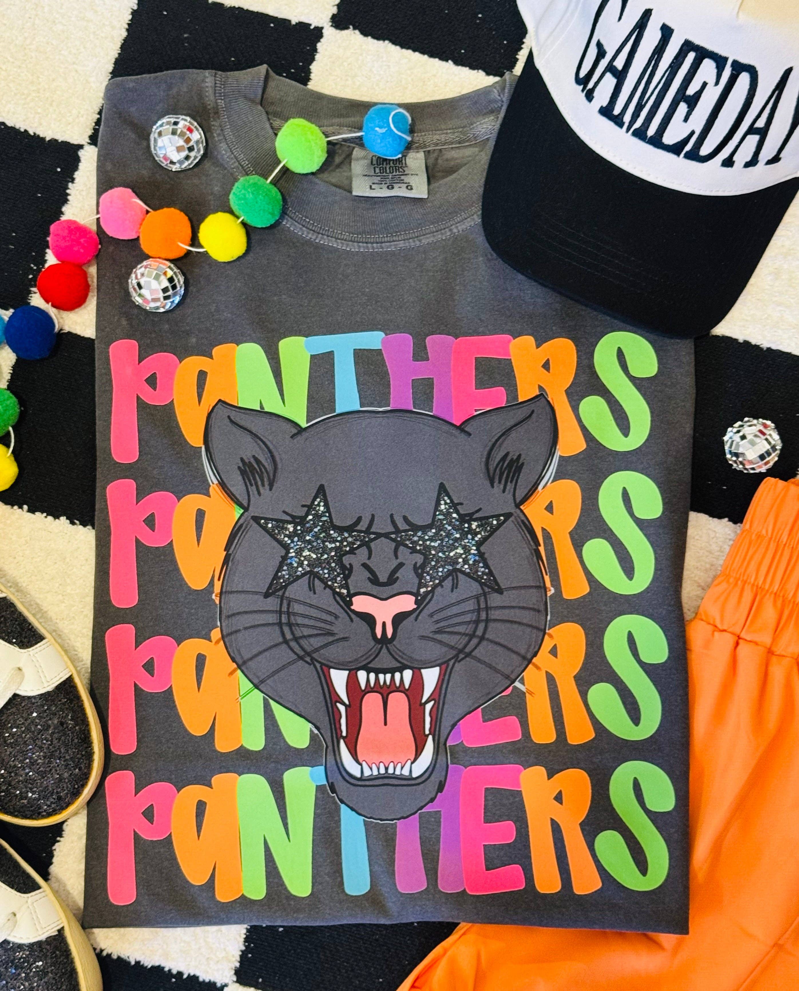 Panthers Neon Mascot Tee