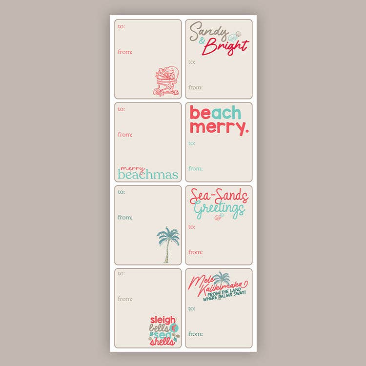 Merry Beachmas Holiday Tags (Sticker Sheet)