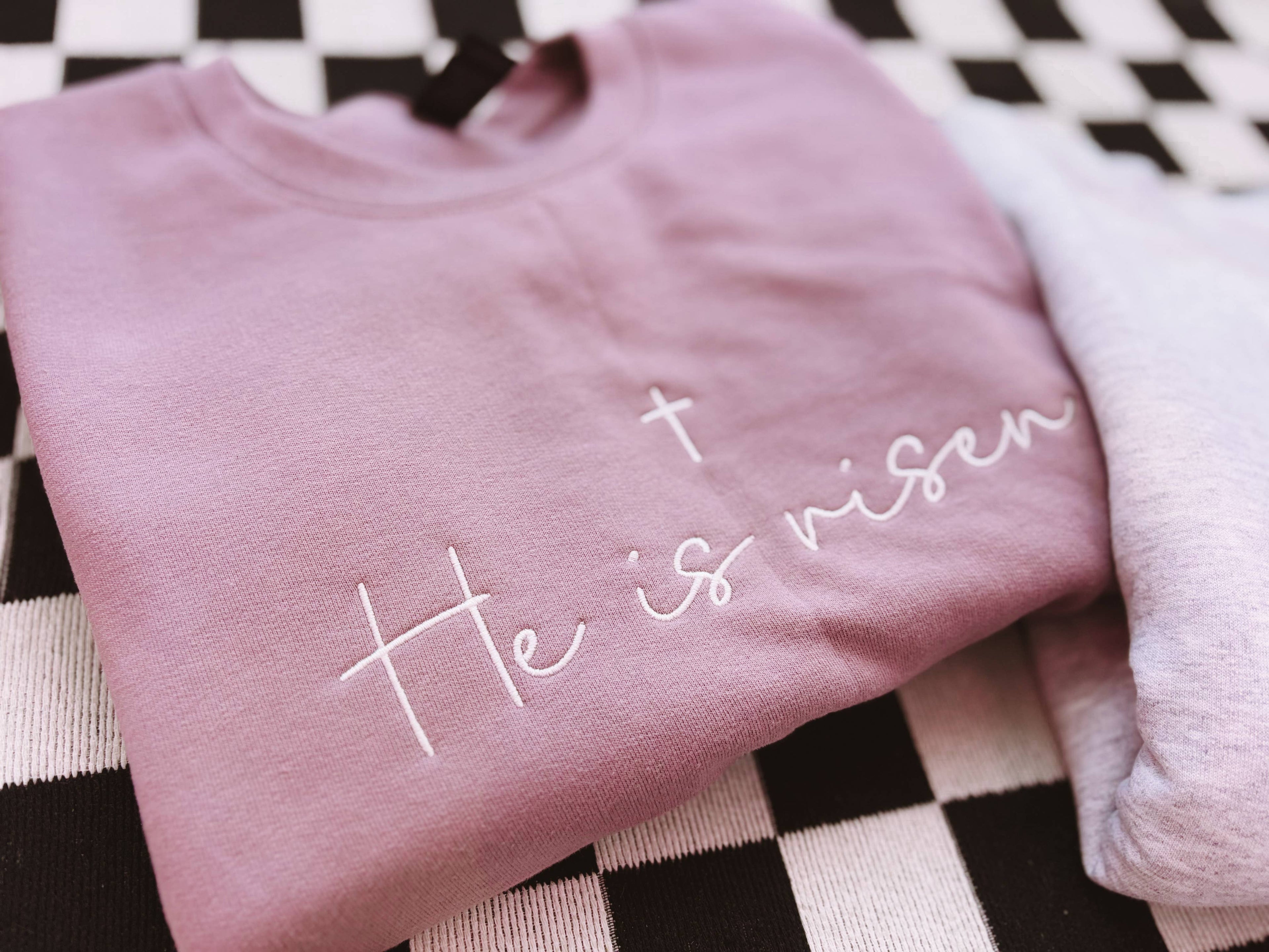 He Is Risen Embroidered Crewneck | Church Sweatshirt