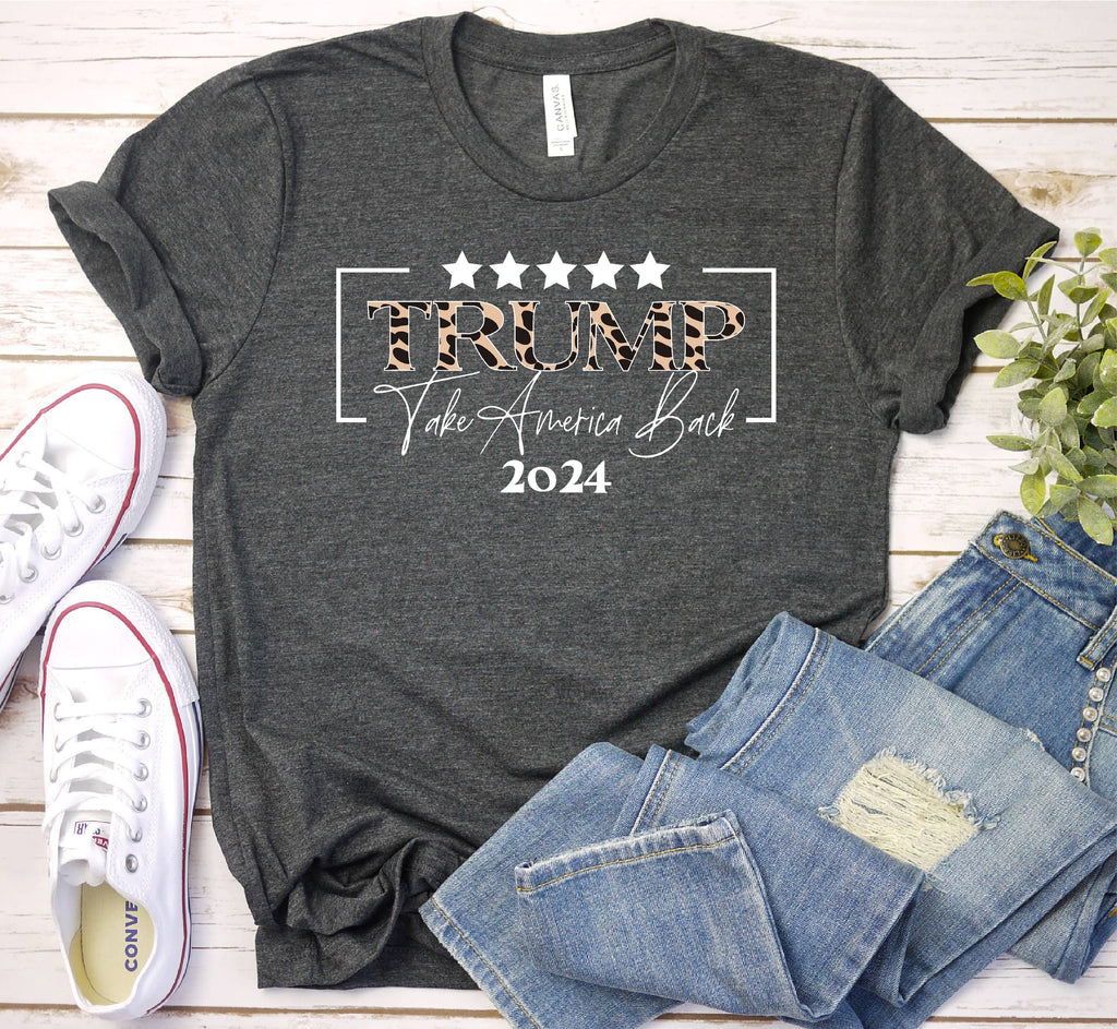 Trump 2024 Shirt, Take America Back Leopard Print Tee