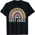 First Grade Boho Rainbow Leopard Back to School Teacher Girl T-Shirt