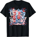 Keeper of The Gender 4th of July Bow Gender Reveal Party T-Shirt