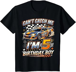 Kids Race Car Racing 5th Birthday 5 Years Old Cars Five Bday Boys T-Shirt