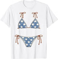 USA Bikini Red White July 4th Blue Vacation Summer Swimsuit T-Shirt