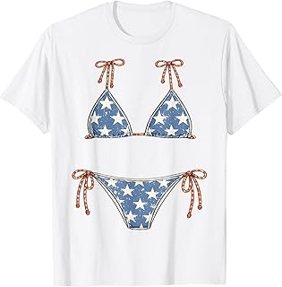 USA Bikini Red White July 4th Blue Vacation Summer Swimsuit T-Shirt