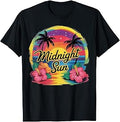 Retro Midnight Sun Paradise Sunset Beach Vacation T-Shirt