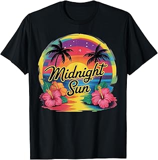 Retro Midnight Sun Paradise Sunset Beach Vacation T-Shirt