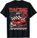 Racing Into 10 Year Old Birthday Race Car 10th Birthday Boy T-Shirt