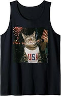 July 4th Patriotic Cat Smoking Cigarette 250 Years Cat Lover Tank Top