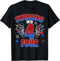 Swinging Into Three 4th Birthday Spiders 4 Year Old Boys T-Shirt