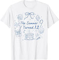 Summer I Turned 12 Coastal Bow Seashell 12th Birthday Girl T-Shirt
