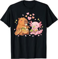 Cute Capybara Axolotl Eating Dim Sum Bao Mochi Kawaii T-Shirt
