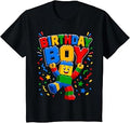Kids Birthday Boy Building Blocks Bricks Funny Party Builder Kids T-Shirt