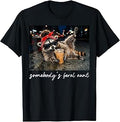 Somebody's Feral Aunt Retro Raccoon Drinking Iced Coffee T-Shirt