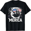 Merica Pug 4th of July T-Shirt
